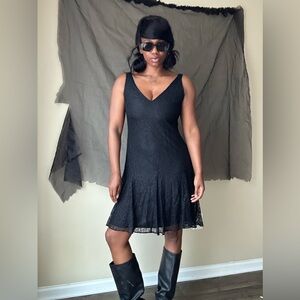 Lauren Ralph Lauren Black Lace Tank Dress Size 8